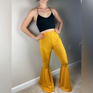 Small - Yellow High-Rise Flare Pants